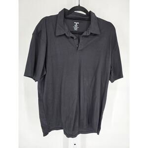 True Classics Mens Sz XL Short Sleeve Polo Shirt Solid Black Pima Cotton